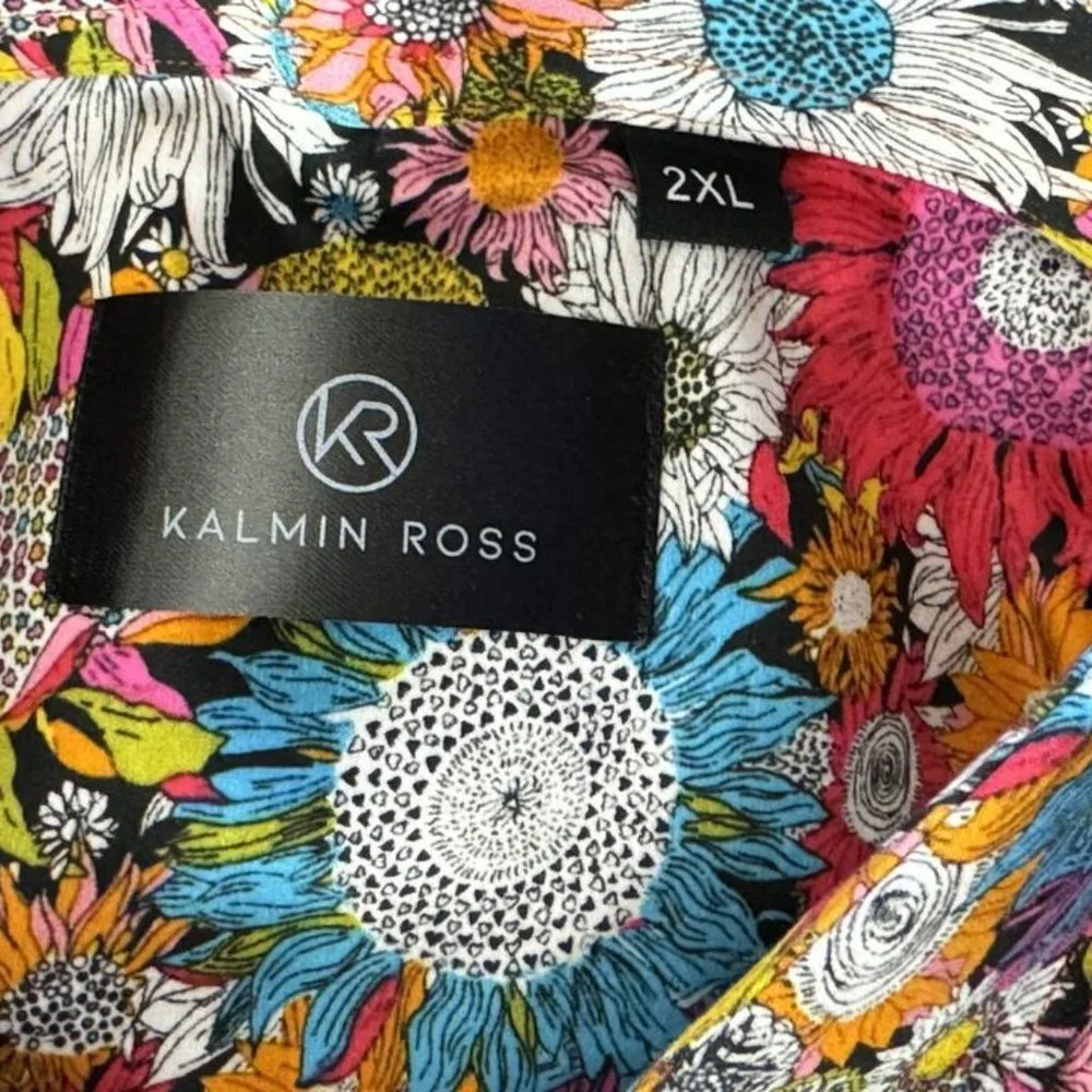 Kalmin Ross Floral Long Sleeve Shirt Mens 2XL NWOT $119 Button-up Multicolor‎